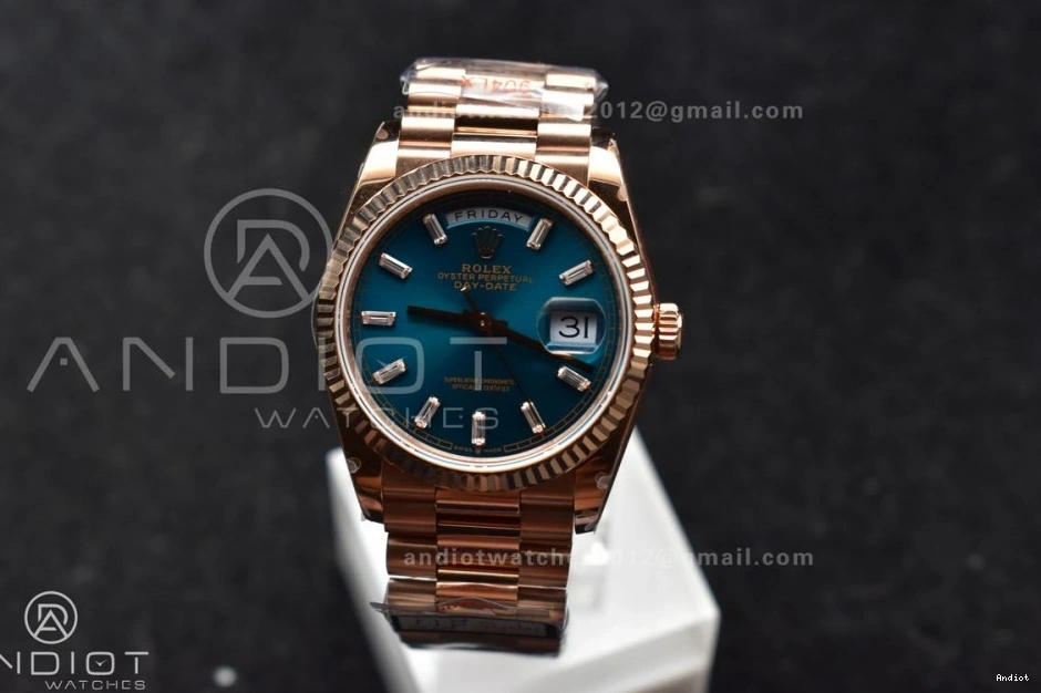 with 36 Stick Diamond Steel RG Bracelet President vr3255 Dial Best 904L QF DayDate (Gain Weight) on V5 Edition Blue 0223